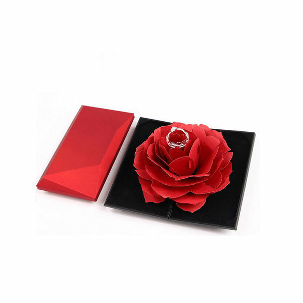 Rose Ring Box Wedding Jewelry Storage Shape Case Engagement Proposal Rhombus