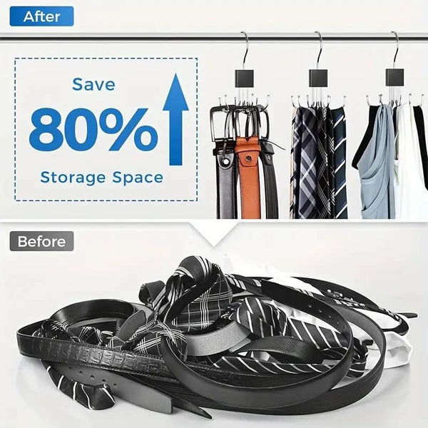 5X 360° Rotating 6-Claw Multi-Function Hook Belt Hanger Space Saving Wardrobe