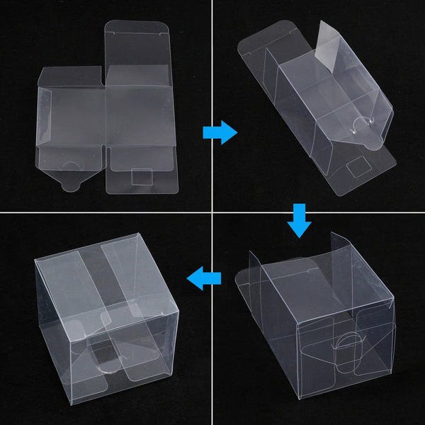 200pcs CLEAR PVC Gift Boxes Plastic Cube Transparent Display Case Square Box Pac