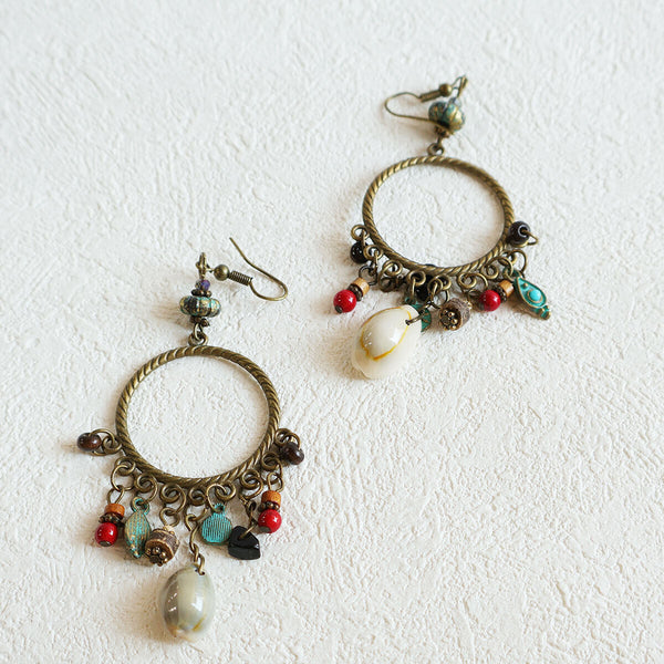 Bohemian Geometric Dreamcatcher Tassel Earrings Stylish Women's Fashion Jewelry