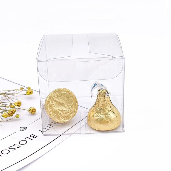 200pcs CLEAR PVC Gift Boxes Plastic Cube Transparent Display Case Square Box Pac