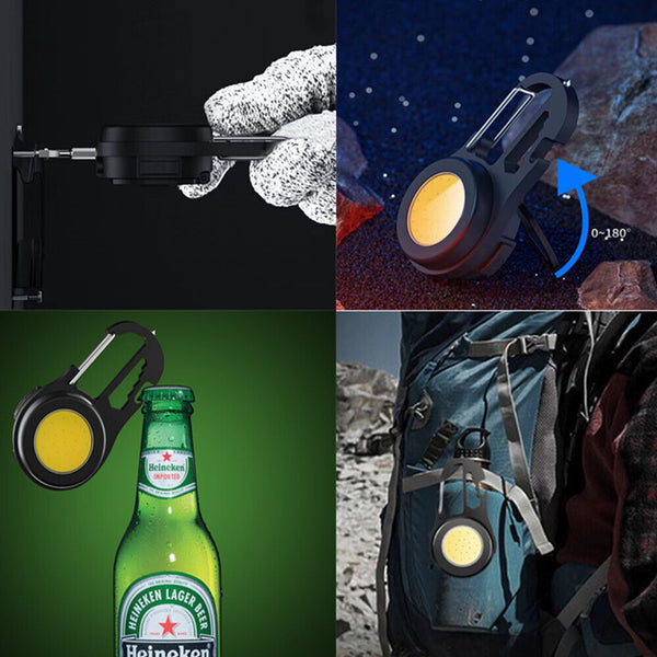 1/2x Pocket Torch COB Camping Rechargeable Keychain Work Light Mini Flashlight