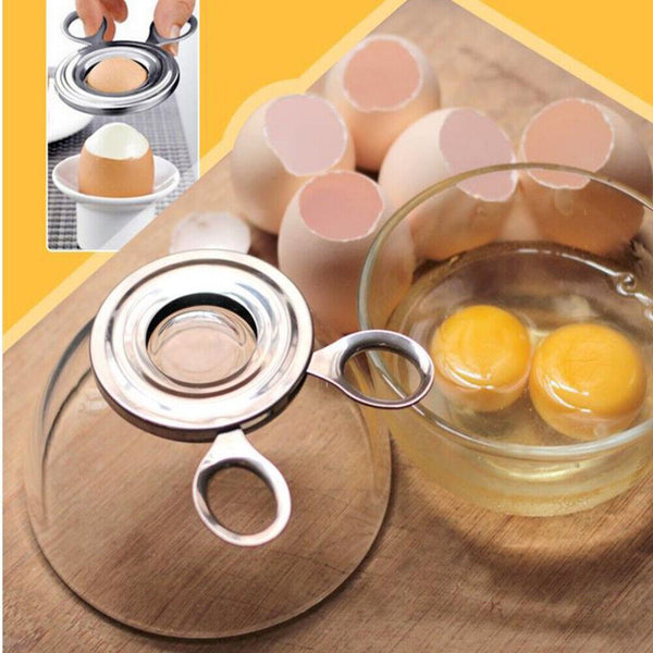 2PCS Stainless Steel Egg Shell Opener Cutter Cracker Boiled Egg Topper Separator