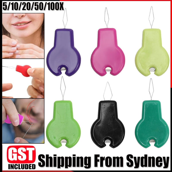 5-100PCS Multi Function Needle Threader With Cutting Edge Tool Easy Threaders AU
