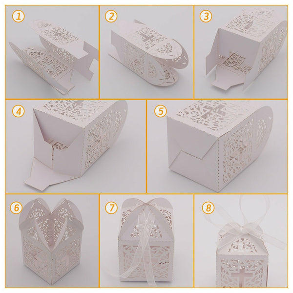 100X Laser Cut Favor Box Bombonierre Candy Engagement Wedding Gift Box 7 Colours