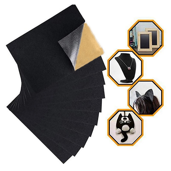 5x Black Felt Fabric Adhesive Sheets Multipurpose Velvet Sheet Sticky Glue Back