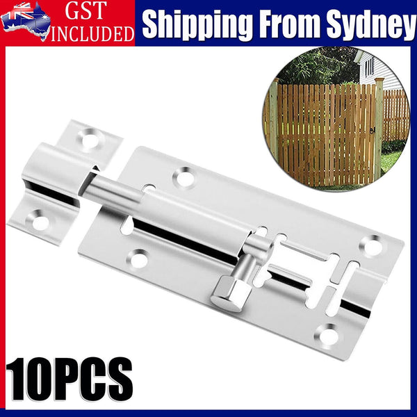 10Sets 4inch Stainless Steel Bolt Door Lock Latch Sliding Lock Barrel Door Bolt