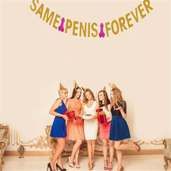 SAME PENIS FOREVER Glitter Gold Bunting Banner Hens Night Bachelorette Party AU