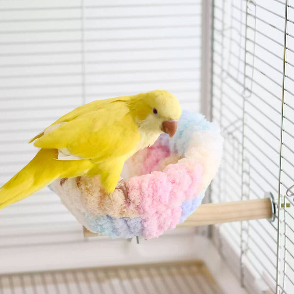 Warm Plush Bird Nest Hanging Cage Bed Parrot Bird House with Perch