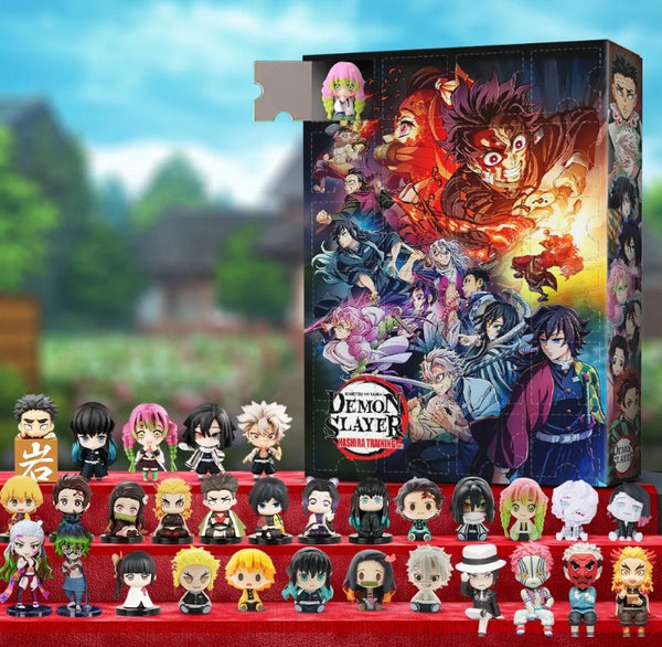 Christmas Advent Calendar 24 Days Blind Box 2D Demon Slayer Anime Cartoon Figure