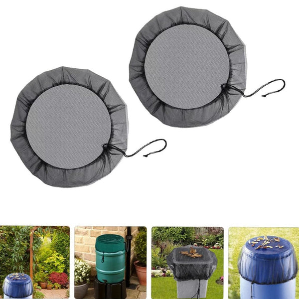 Rain Barrel Cover Mesh Net – Drawstring Bucket Lid to Keep Out Leaves, Debris & Mosquitoes