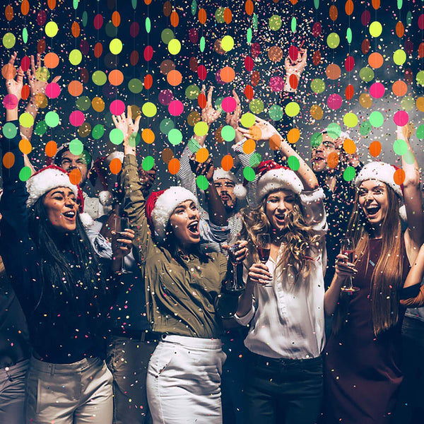 80s Neon Garlands Circle Glow in The Ultraviolet Light Supplies Party Decoration