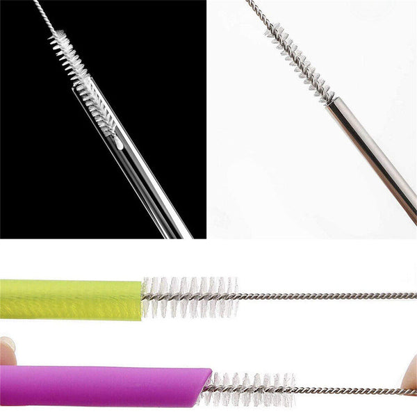 8X/Set  Nylon Straw Brush Set Cleaner Bottle Glass Tube Pipe Small Long Cleaning