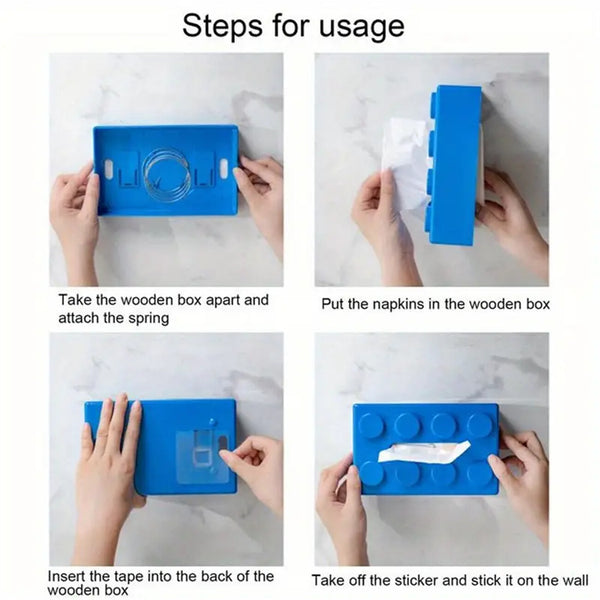 Building Block Tissue Box Cover | Creative Tissue Dispenser Storage Holder for Home Car Desk
