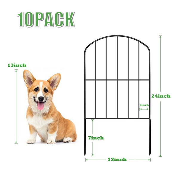 10 Pack Decorative Garden Fence Panels 24in Outdoor Metal Border Fencing