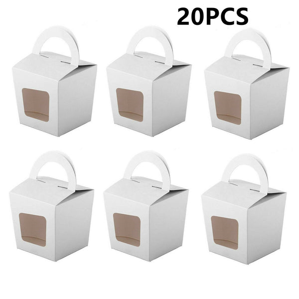 Cupcake Boxes with Window Ribbon Cake Packaging Gift Boxes