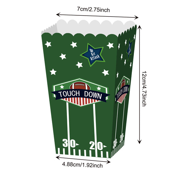 24pcs Football Party Popcorn Cookie Boxes Touchdown Celebration Dessert Supplies