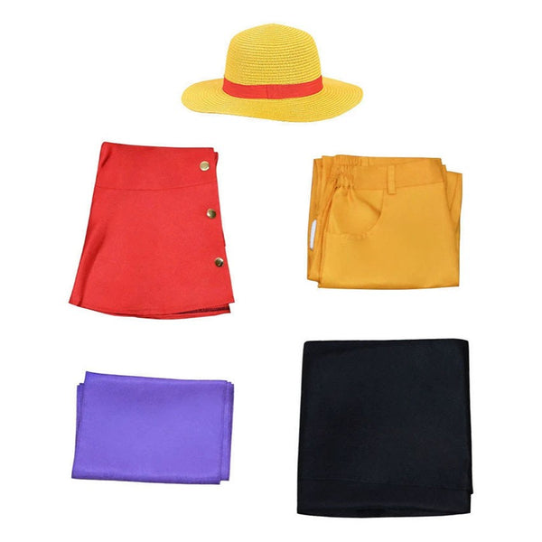 Luffy Costume Kids Boys – One Piece Monkey D Luffy Cosplay Set with Hat & Cape