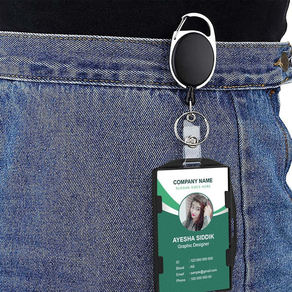Retractable Badge Holder 2-Pack – Heavy Duty ID Card Holder with Belt Clip