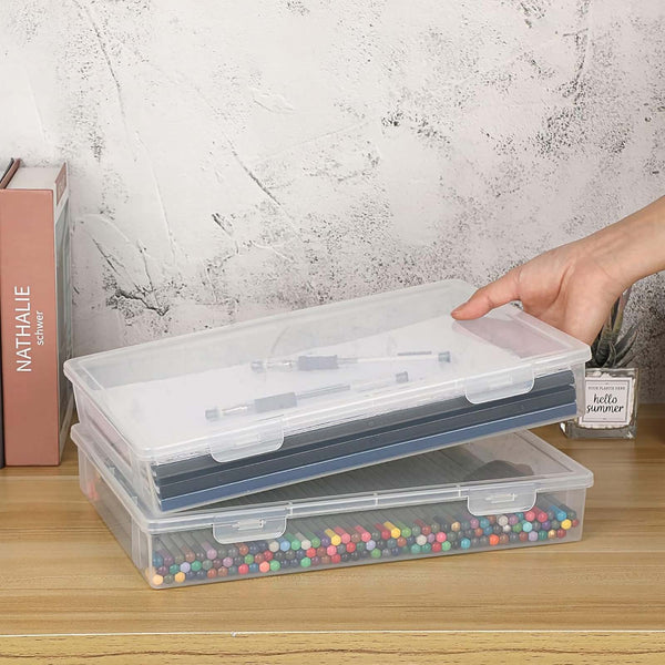 Clear Plastic Storage Boxes with Flip-Top Lid | Office Craft Organizer Container