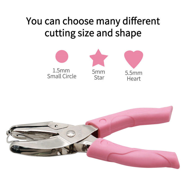 2PCS Paper Hand Hole Punch Cutter Manual Puncher Circle Heart Star Soft Grip AU