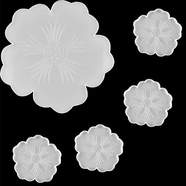 Flower Coaster Pad Casting Mold Resin Craft DIY Silicone Cup Mat Making Mould AU