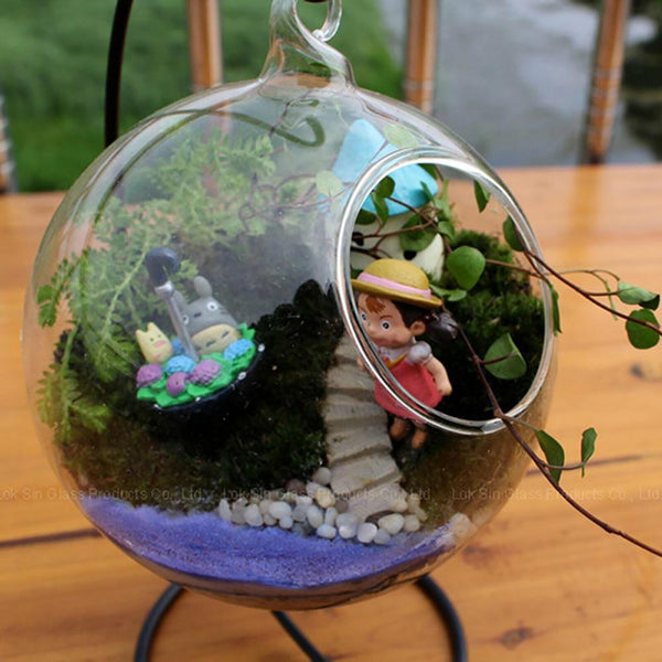 2Pcs Hanging Glass Ball Vase Flower Planter Pot Terrarium Container Home Garden