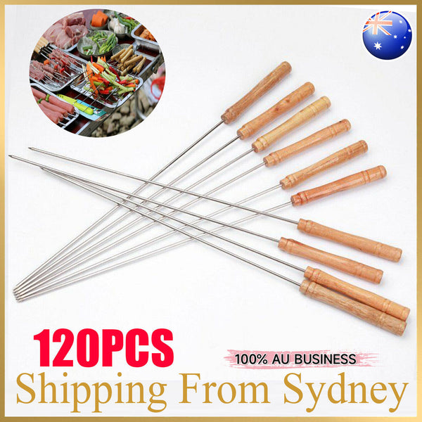 120PCS BBQ Metal Skewers Stainless Steel Flat Needle Barbecue Tools Kebab Stick