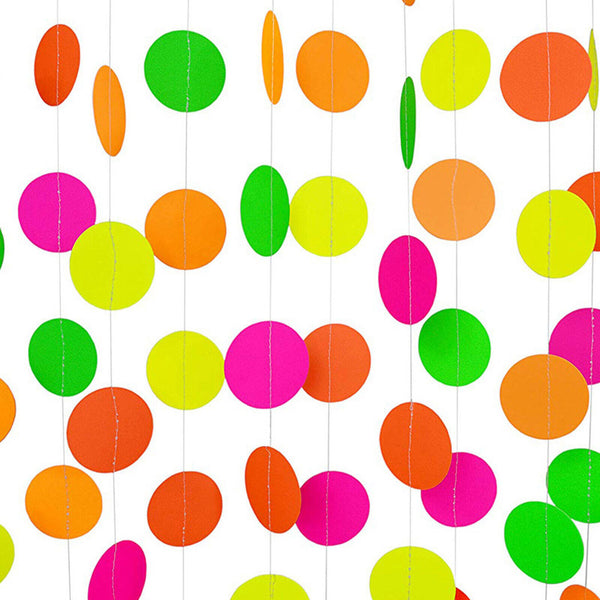 80s Neon Garlands Circle Glow in The Ultraviolet Light Supplies Party Decoration