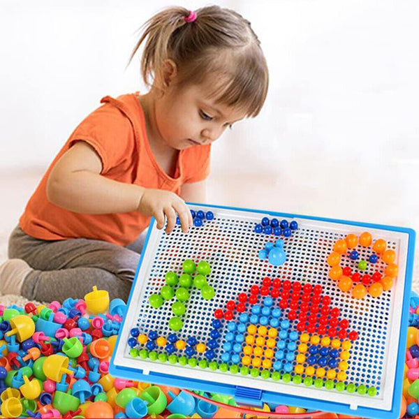 Mushroom Nails Puzzle Pegboard Jigsaw Creative DIY Peg 3D Kids Educational Toys