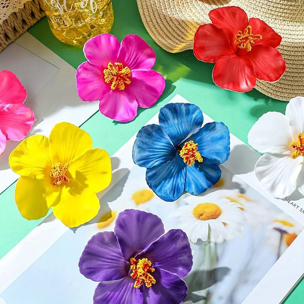 5X Sweet Style Plastic Flower Hair Claws Big Round Solid Color Foam Plumeria