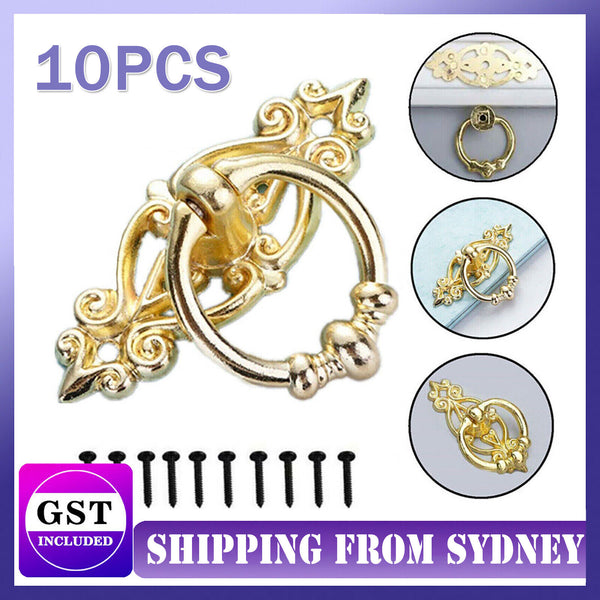 10PCS Vintage Handles Cabinet Drawer Cupboard Door Iron Knob Gold Pull New AUS
