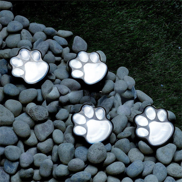 Lawn 4 Paw Print Lights Walkway Dog Path Patio Yard Solar Cute Decor Garden LED