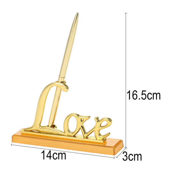 Wedding Signing Pen with Gold Plated Love Holder Party Pen Set Engagement Favors
