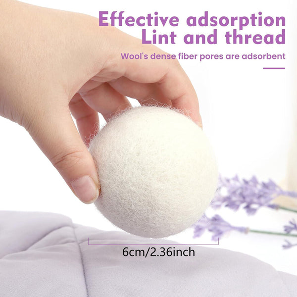 12x Reusable Wool Dryer Balls Drying Fabric Softner Clothes Wrinkles Reduce 6cm