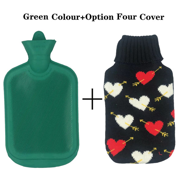 2L Hot Water Bottle Winter Warm Natural Rubber Bag Relaxing Warmer and COVER