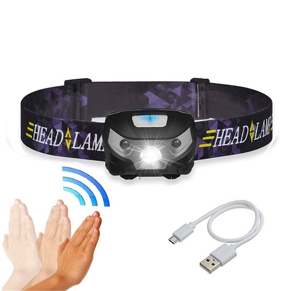 1-2X LED Headlamp Flashlight Waterproof Head Torch Rechargeable USB Camping Fish