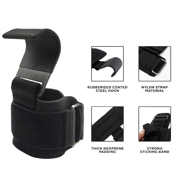 Weight Lifting Power Hooks Wrist Support Straps | Gym Grip Hooks for Deadlift