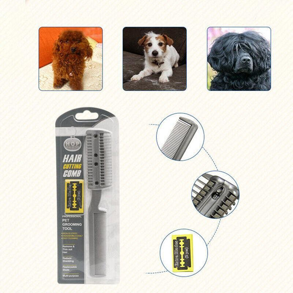 2 Sided Razor Clipper Comb Pet Hair Trimmer Grooming Cutter Dogs Cats Puppy AU