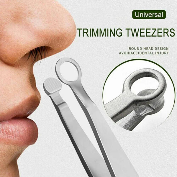 Nasal Cleaning Trimmer Round Tip Stainless Steel Nose Hair Trimming Tweezers