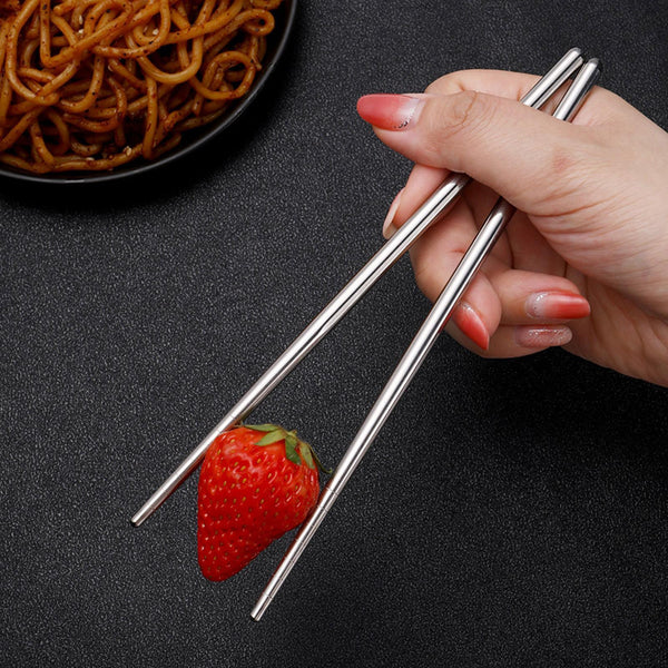 10 Pairs Stainless Steel Chopsticks Asian Japanese Metal Table Cutlery 22.5CM AU