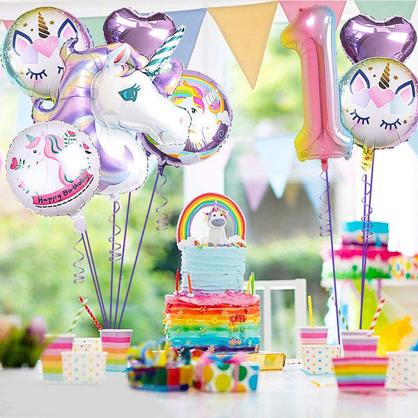 2pcs Unicorn Large Purple Foil Helium Balloon Children Birthday Party Decor AU