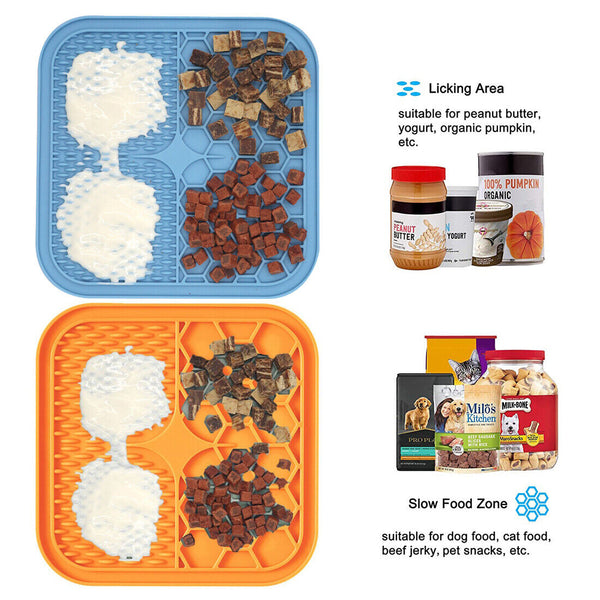 Silicone Dog Pet Lick Mat Pad Boredom Buster Slow Feeder Bath Grooming Helper AU