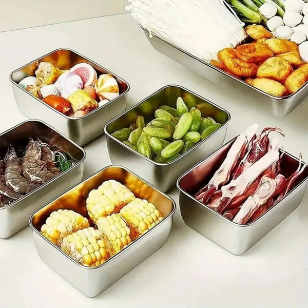 10pcs Stainless Steel Food Containers with Lids + 5 Spoons | Stackable Airtight Lunch Boxes