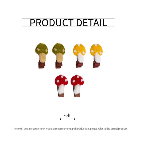 Autumn Winter Cute Mushroom Sheep Felt Hair Clip Children's Hair Accessories