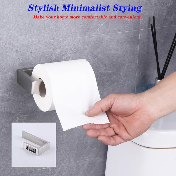 4pcs Toilet Paper Holder Set | Stainless Steel Wall Mounted Bathroom Roll Holders (Black & Chrome)