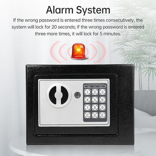 6.4L Digital Safe Box Electronic Security Safe with Keypad Override Keys Black