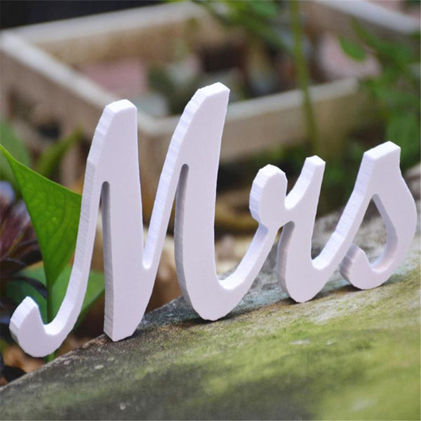 Mr & Mrs Wooden Wedding Sign White | Romantic Reception Table Decoration
