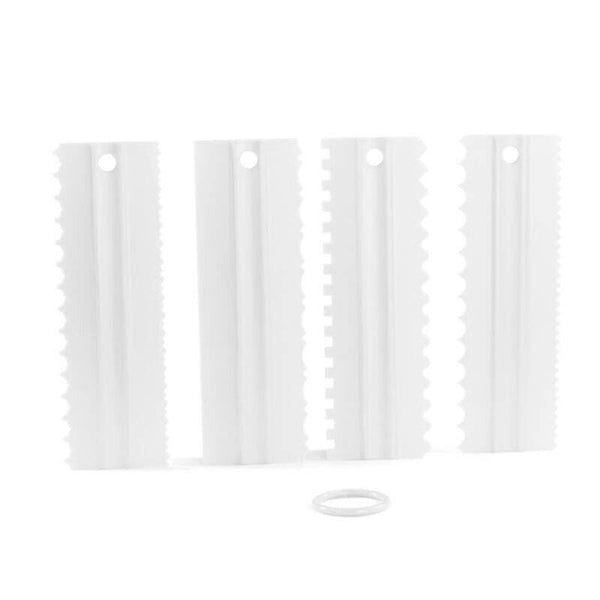 4Pcs Cake Decorating Icing Smoother Edge Frosting Scraper Comb Pastry Spatulas