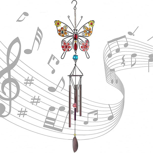 2PCS Retro Hollowed Out Butterfly Wind Chime For Outdoor Garden Home Decor